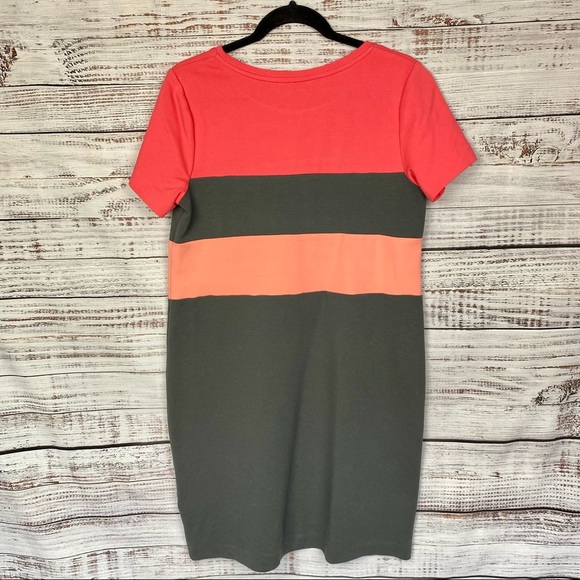 BODEN Gray & Color Orange Colorblock Knit Short Sleeve T Shirt Dress - Picture 3 of 5
